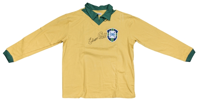 Pele Signed 1962 Brazil World Cup Final Replica Jersey Signed "Edson=Pele" (PSA/DNA)